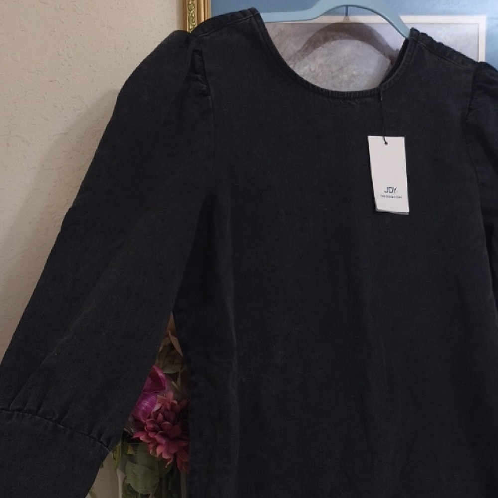 Black Denim Long Sleeve Dress - Picture 3 of 16